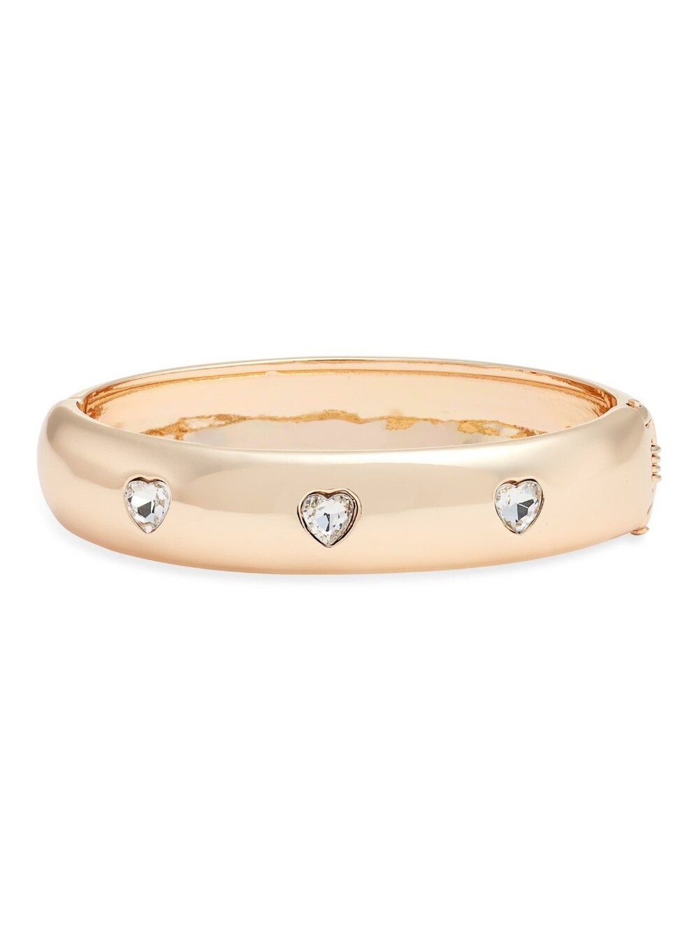 Open Edit Gold Heart CZ Hinged Bangle Bracelet NWOT | Quiet Luxury Coquette CC